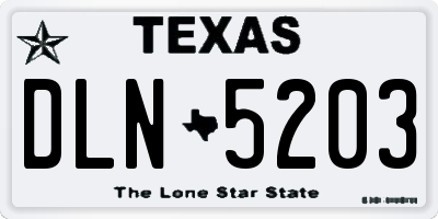 TX license plate DLN5203