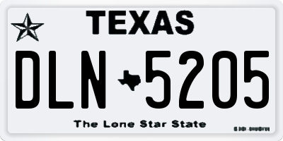TX license plate DLN5205