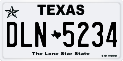 TX license plate DLN5234