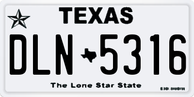 TX license plate DLN5316