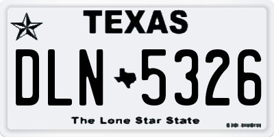 TX license plate DLN5326
