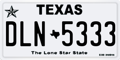 TX license plate DLN5333