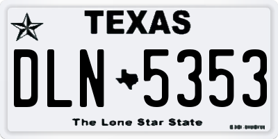 TX license plate DLN5353