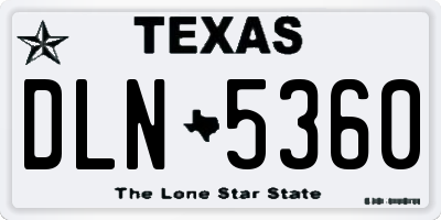 TX license plate DLN5360