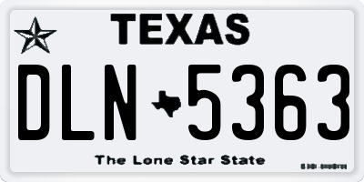 TX license plate DLN5363