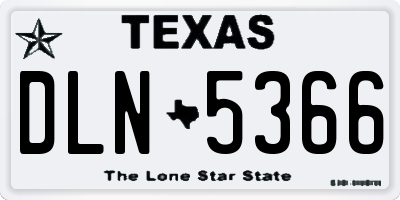 TX license plate DLN5366
