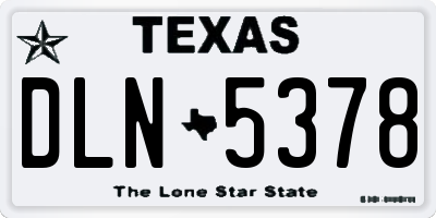 TX license plate DLN5378