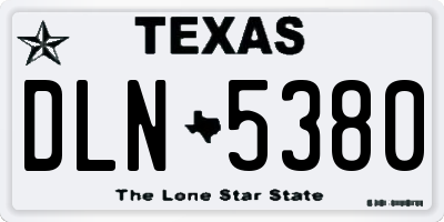TX license plate DLN5380