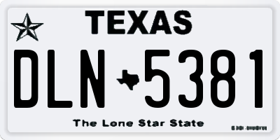 TX license plate DLN5381