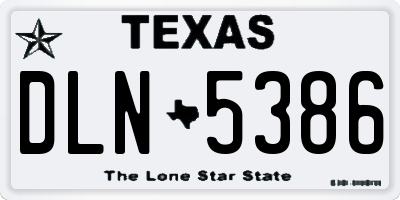TX license plate DLN5386