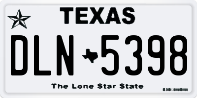 TX license plate DLN5398