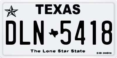 TX license plate DLN5418