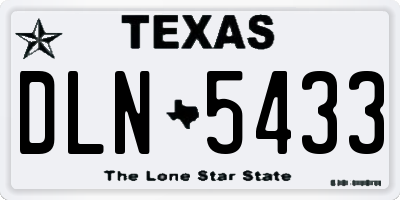 TX license plate DLN5433