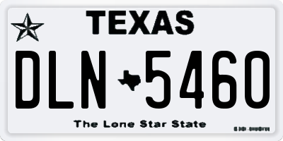 TX license plate DLN5460