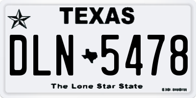 TX license plate DLN5478