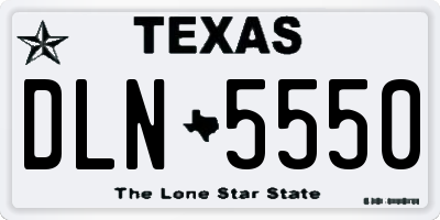 TX license plate DLN5550