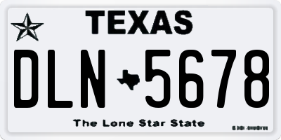 TX license plate DLN5678
