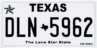 TX license plate DLN5962