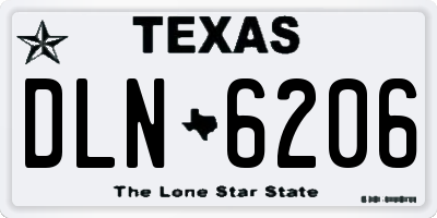 TX license plate DLN6206