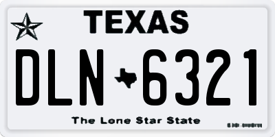 TX license plate DLN6321