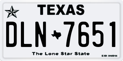 TX license plate DLN7651
