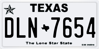 TX license plate DLN7654