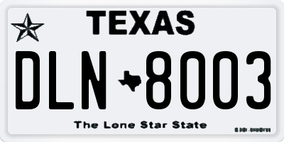 TX license plate DLN8003