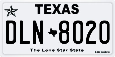 TX license plate DLN8020