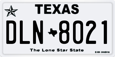 TX license plate DLN8021