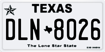 TX license plate DLN8026