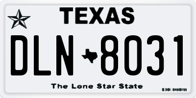 TX license plate DLN8031