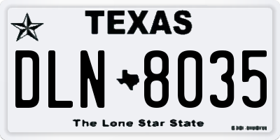 TX license plate DLN8035