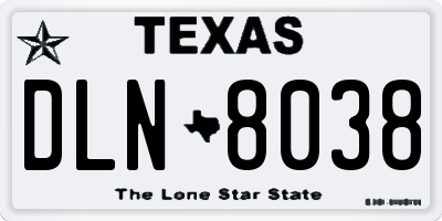 TX license plate DLN8038