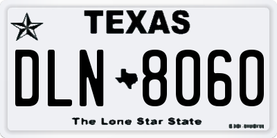 TX license plate DLN8060