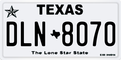 TX license plate DLN8070