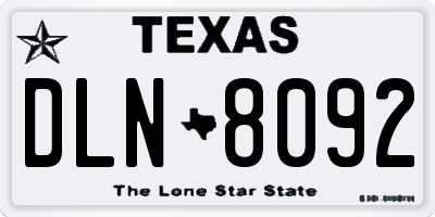 TX license plate DLN8092
