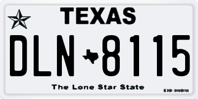 TX license plate DLN8115