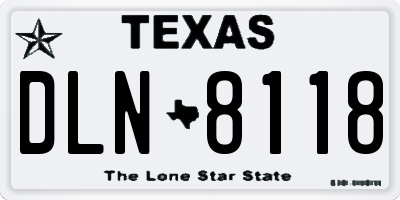 TX license plate DLN8118