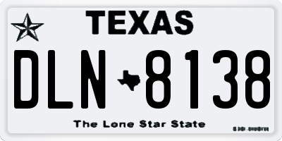 TX license plate DLN8138