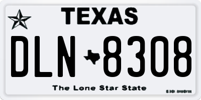 TX license plate DLN8308