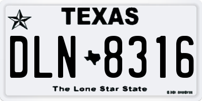 TX license plate DLN8316
