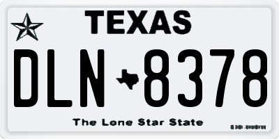 TX license plate DLN8378