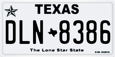 TX license plate DLN8386