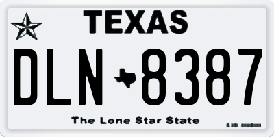 TX license plate DLN8387