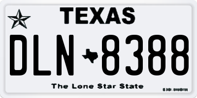 TX license plate DLN8388