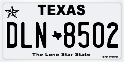 TX license plate DLN8502