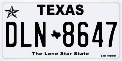 TX license plate DLN8647