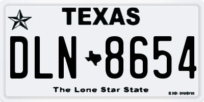 TX license plate DLN8654