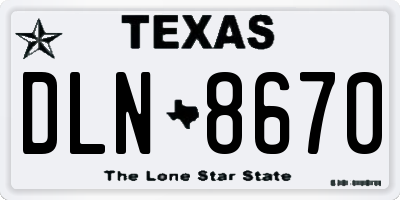 TX license plate DLN8670