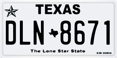 TX license plate DLN8671